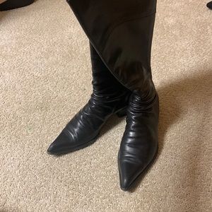 Black leather boots.